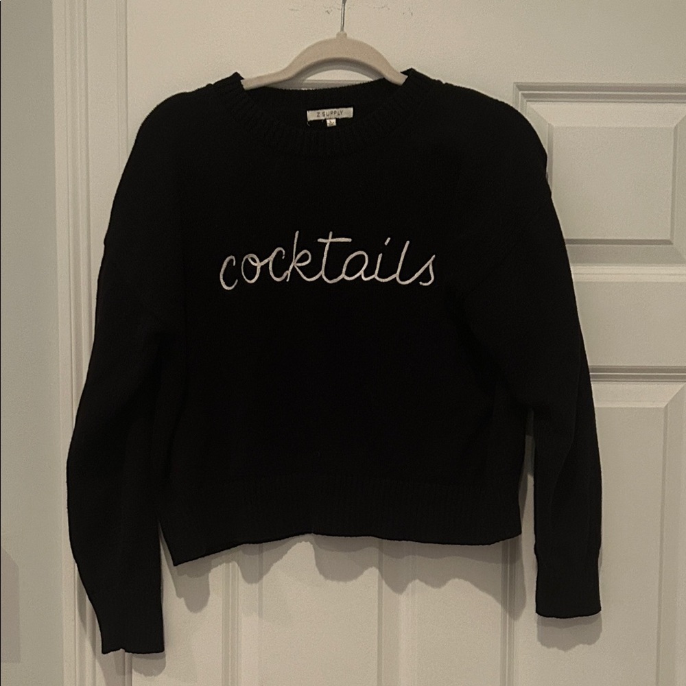 Z Supply Black Sweater with Embroidered Detail